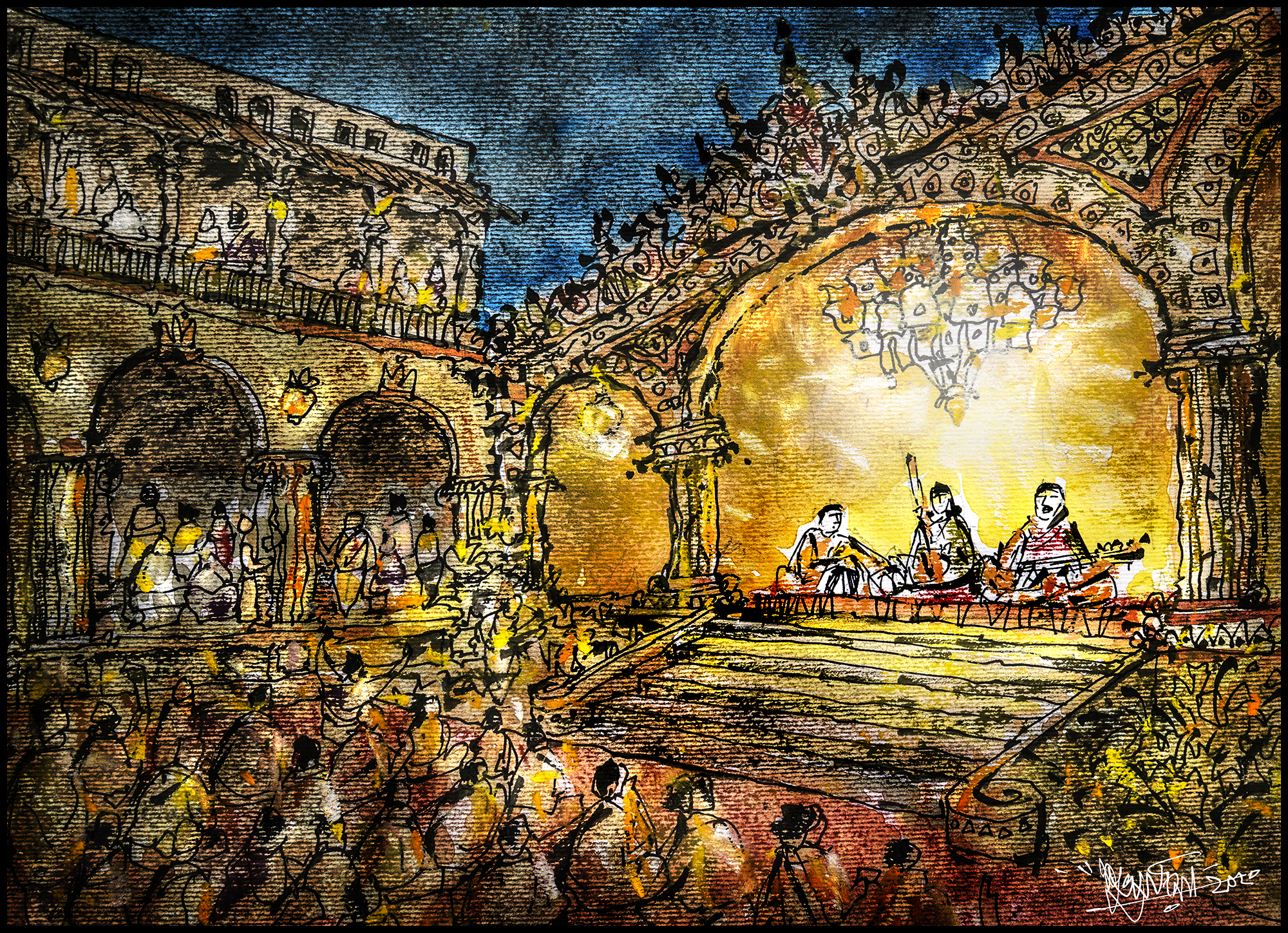 scene from a classical concert at a royal mansion বনেদি বাড়ির জলসা