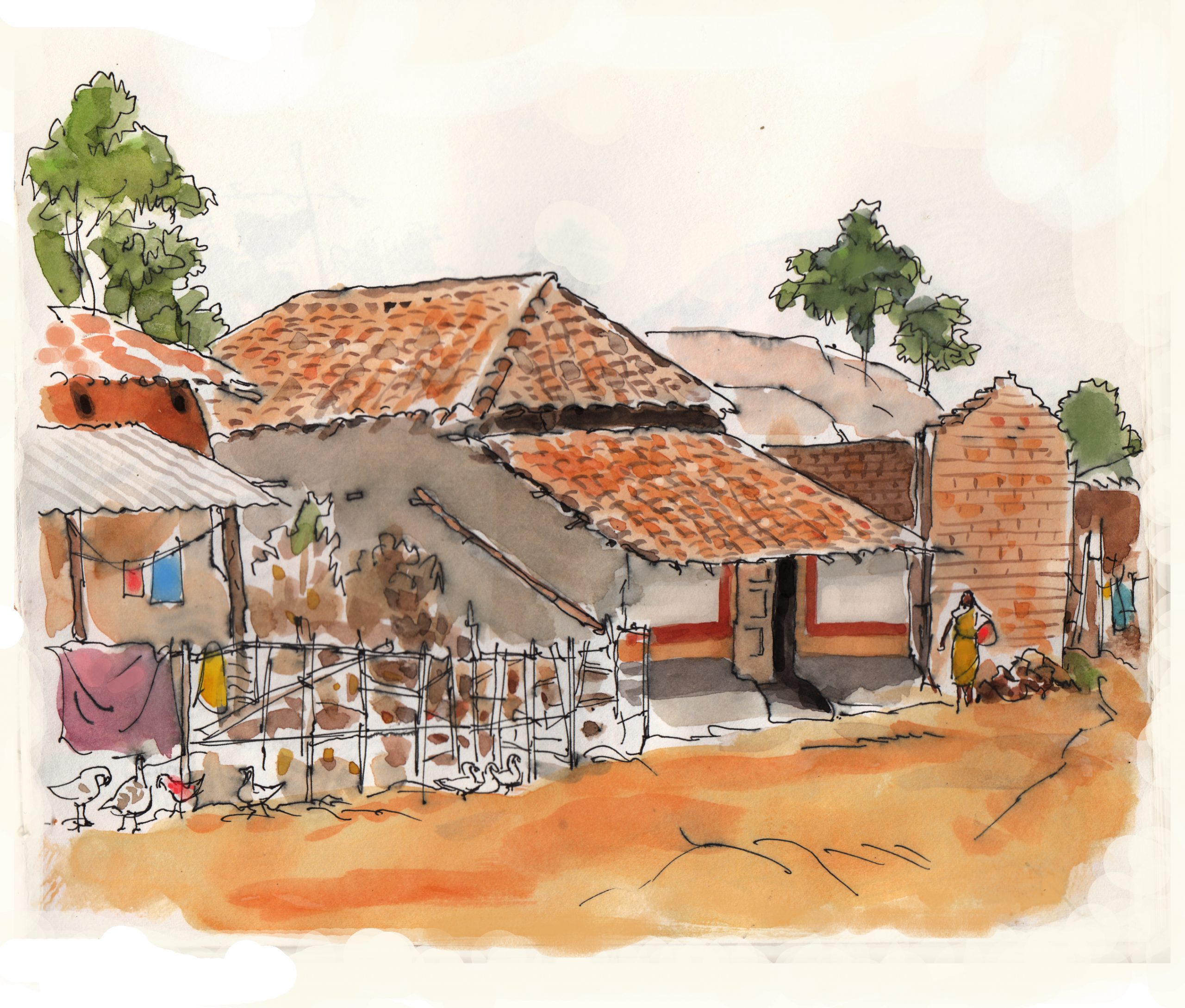 Illustrations by Debasis Deb পাহাড়ের মাথায় গ্রাম