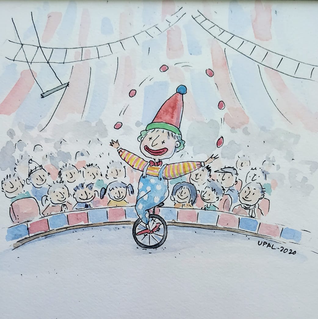 Cover illustration for circus theme by Upal Sengupta সার্কাস মলাট কাহিনি উপল সেনগুপ্ত