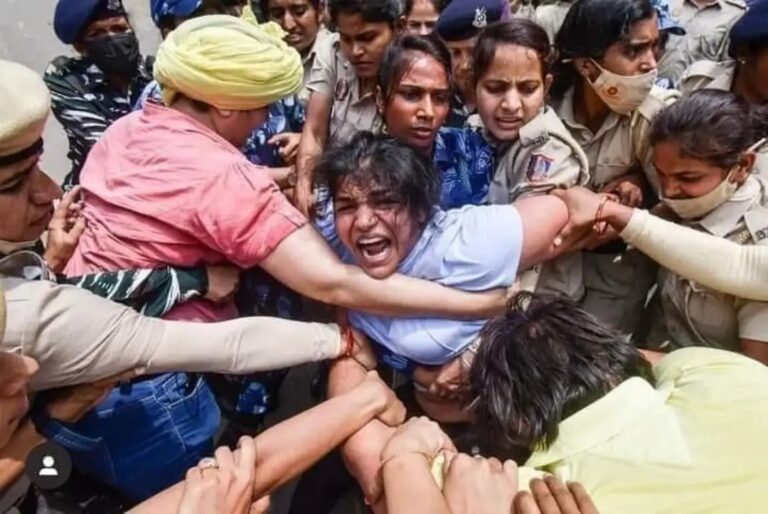 Indian wrestlers protesting against sexual harassment